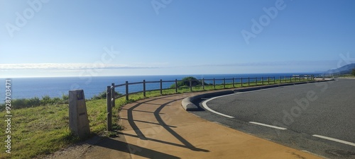 Scenic view of Camino de Santiago along a coastal route with ocean in the background photo