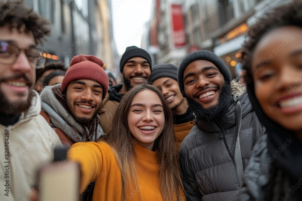 Pepole Group Taking Selfie Photo On Smart Phone Mix Race, Generative AI Pepole Group Taking Selfie Photo On Smart Phone Mix Race, Generative AI