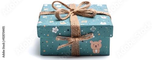 Whimsical Gift Box with Cartoon Character Print  Perfect for Children s Birthday or Holiday photo