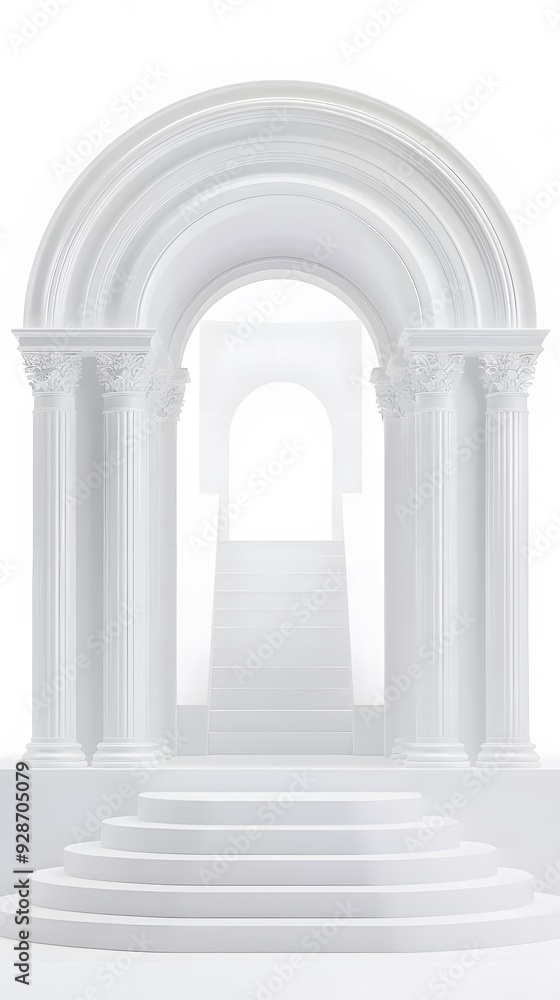 White Marble Archway with Steps and Columns White Marble Archway with Steps and Columns