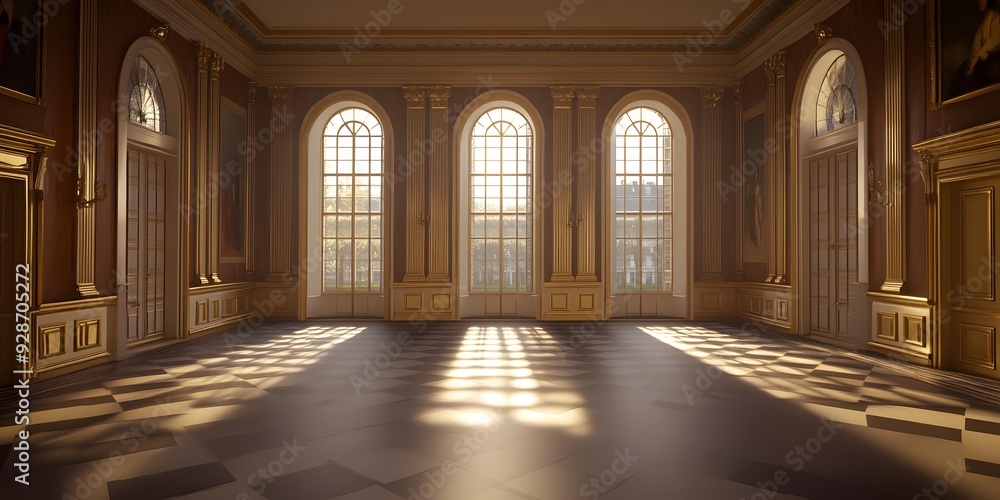 Obraz premium Sunbeams In An Elegant Room With Gold Accents