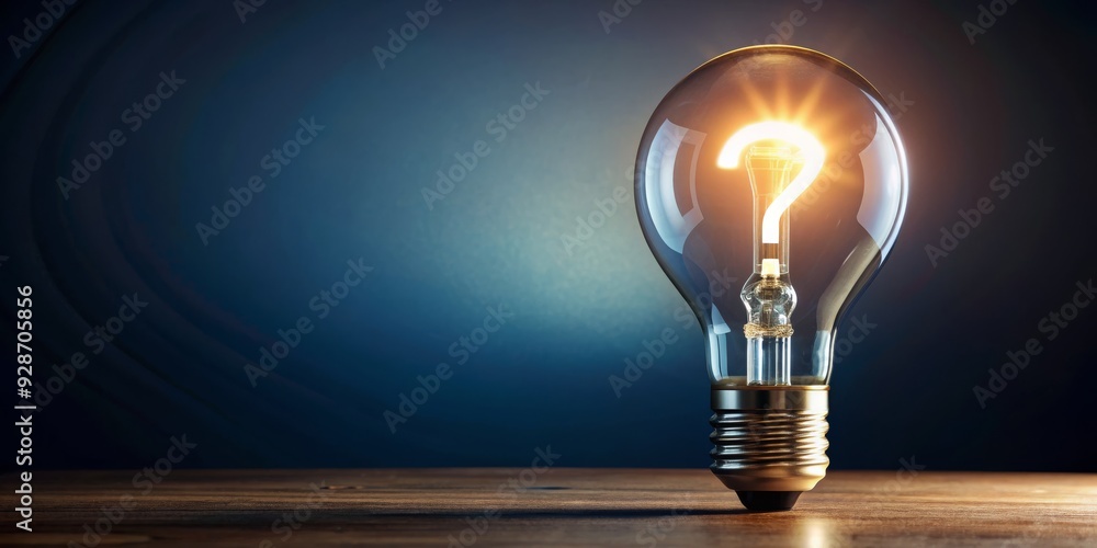 Question Mark in a Light Bulb, Concept of Curiosity and Creativity, Lightbulb, Illumination, Questioning, Idea, Solution Question Mark in a Light Bulb, Concept of Curiosity and Creativity, Lightbulb, Illumination, Questioning, Idea, Solution