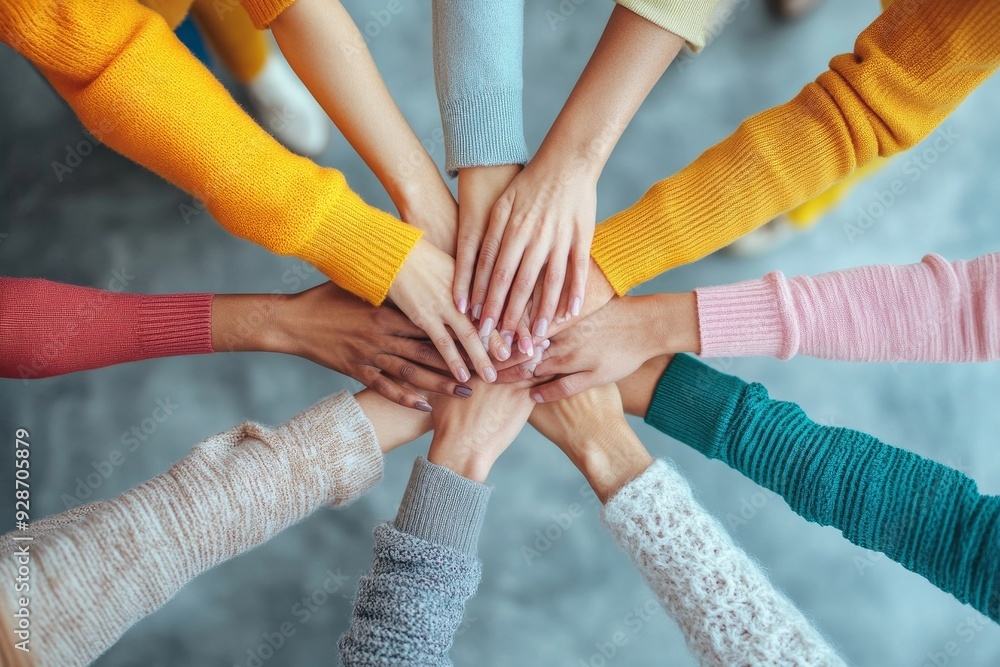Support, community and teamwork with business women for goals, collaboration and girl power. Growth, empowerment and management with hands of employee, Generative AI Support, community and teamwork with business women for goals, collaboration and girl power. Growth, empowerment and management with hands of employee, Generative AI