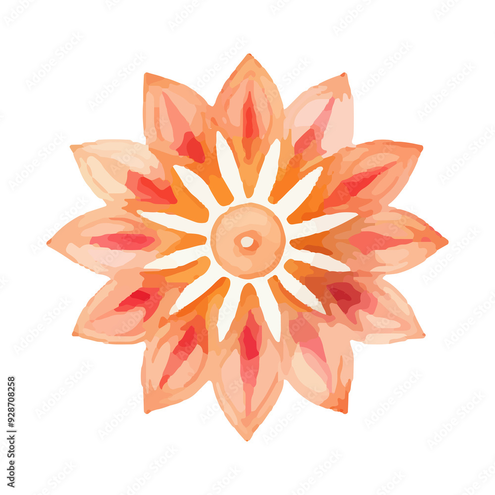 Fototapeta premium watercolor Mandala. Delicate watercolor flower mandala, Floral Watercolor Mandala Clipart, watercolor illustration of Muslim mandala Ramadan concept, Handcrafted Mandal PNG