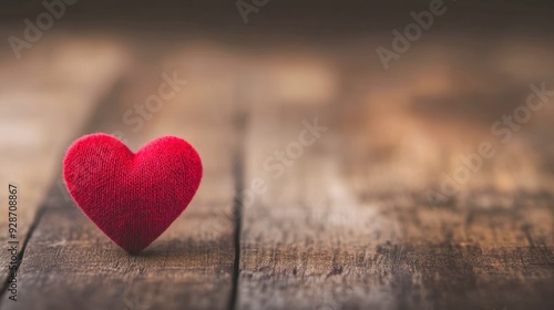 Wallpaper Mural A vibrant red heart sits on a rustic wooden surface, symbolizing love and affection in a warm atmosphere. Torontodigital.ca