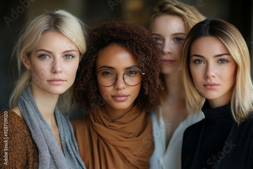 Diverse confident businesswomen standing together, Generative AI