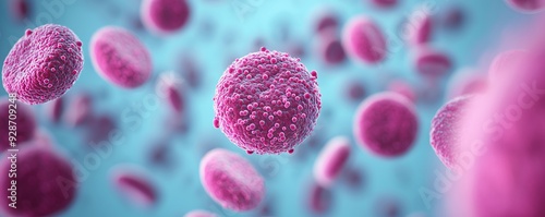 Breast cancer cells circulating tumor cells bloodstream view 3D illustration