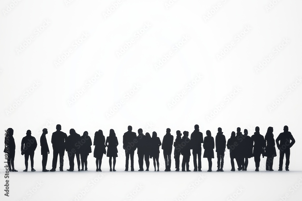 isolated, silhouette people stand in a group, crowd, Generative AI isolated, silhouette people stand in a group, crowd, Generative AI