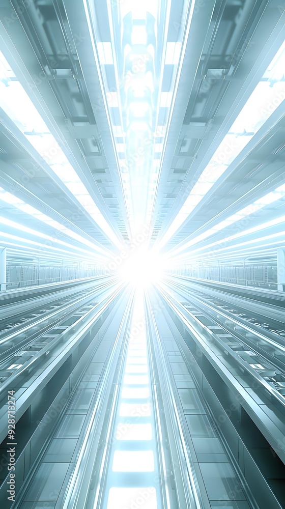 Futuristic Tunnel With Bright White Light at The End Futuristic Tunnel With Bright White Light at The End