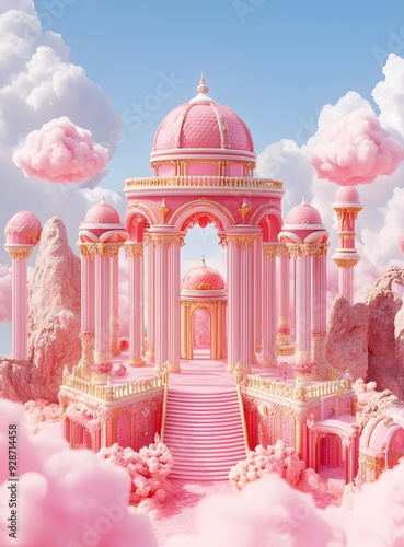 Pink Fantasy Palace in the Clouds