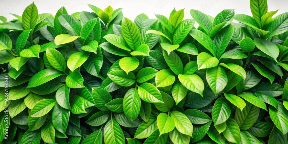 Vibrant Green Foliage Against White Background, Lush, Natural, Texture, Greenery Vibrant Green Foliage Against White Background, Lush, Natural, Texture, Greenery