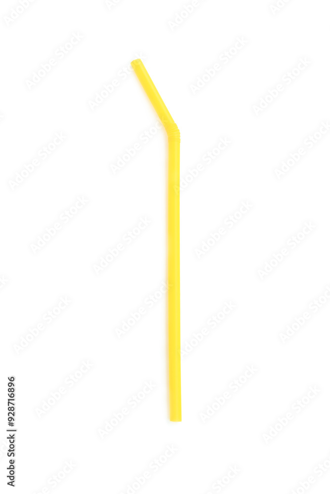 Yellow plastic straw isolated on white background, Plastic drinking straw Yellow plastic straw isolated on white background, Plastic drinking straw