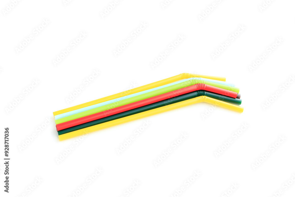 Colorful plastic straw isolated on white background, Plastic drinking straw Colorful plastic straw isolated on white background, Plastic drinking straw
