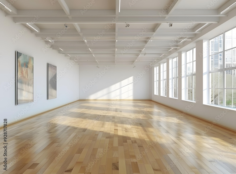 custom made wallpaper toronto digitalEmpty White Gallery Room With Wooden Floor and Paintings on the Wall