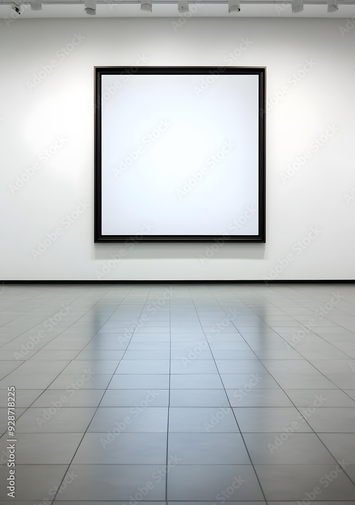 Empty Gallery with a Large Black Frame Empty Gallery with a Large Black Frame