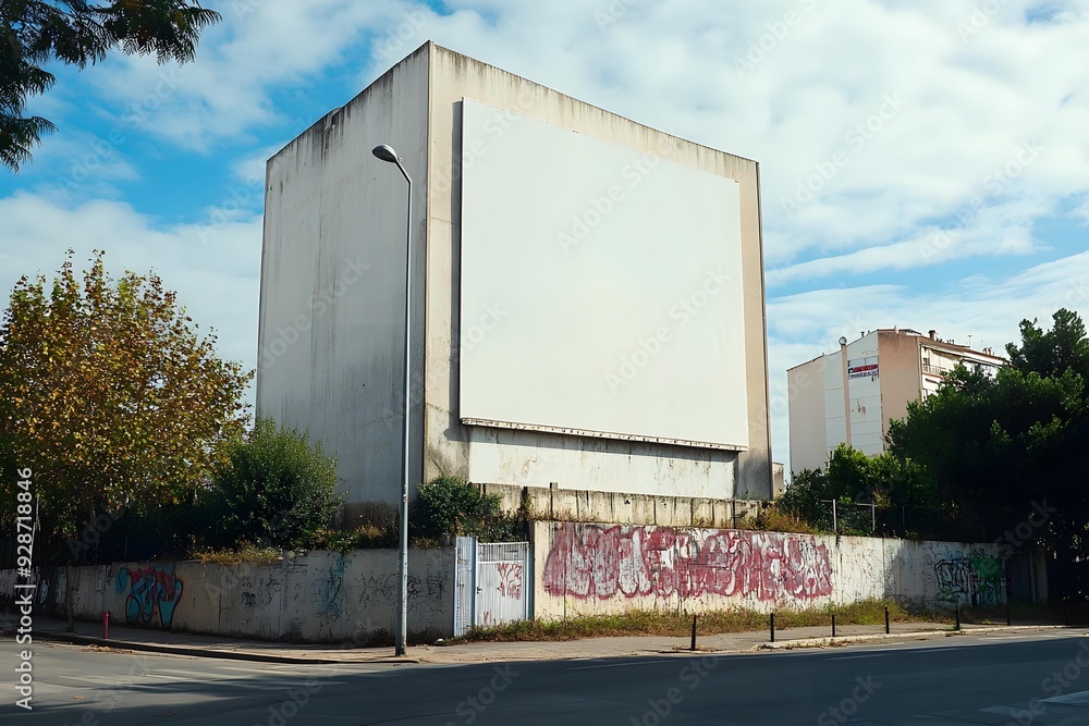 Blank Billboard Wall In Front of Building Blank Billboard Wall In Front of Building