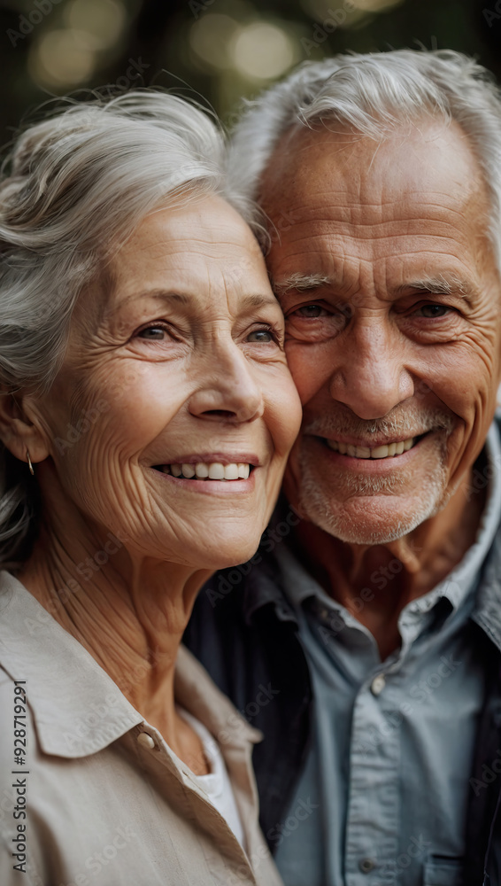 Love, senior and portrait of couple hug, smile and happy together against. AI Generated Love, senior and portrait of couple hug, smile and happy together against. AI Generated