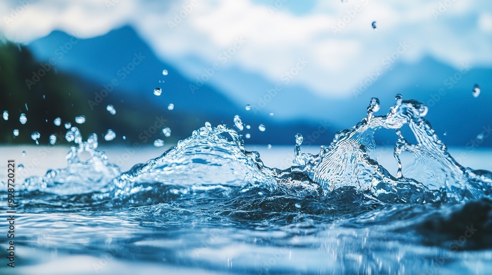 Close up view of splash in clear healthy water from mountains, banner. Close up view of splash in clear healthy water from mountains, banner.