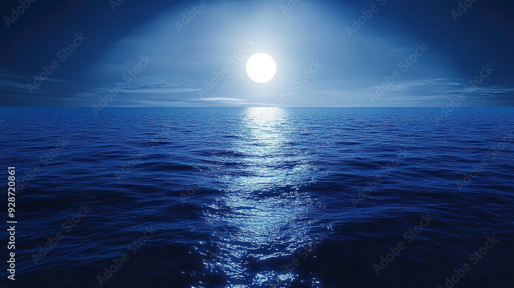 Dark blue ocean water surface reflecting the moonlight Dark blue ocean water surface reflecting the moonlight