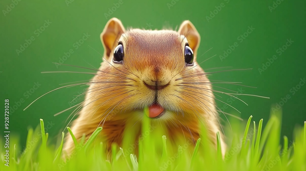 A cute little squirrel with a tongue sticking out. The image has a light and playful mood, as the squirrel appears to be posing for the camera A cute little squirrel with a tongue sticking out. The image has a light and playful mood, as the squirrel appears to be posing for the camera