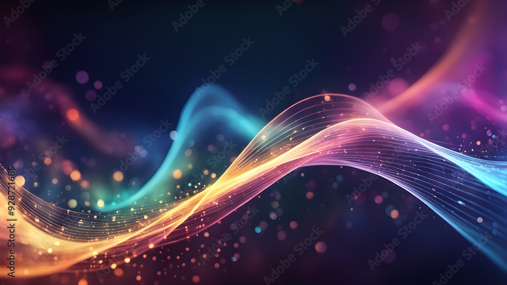 Obraz premium A colorful wave of light with a lot of sparkles