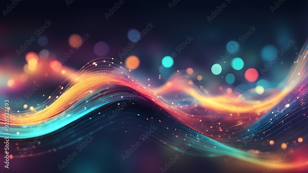 A colorful wave with many dots and lines A colorful wave with many dots and lines