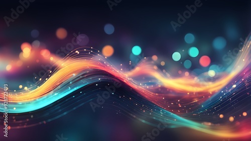 A colorful wave with many dots and lines