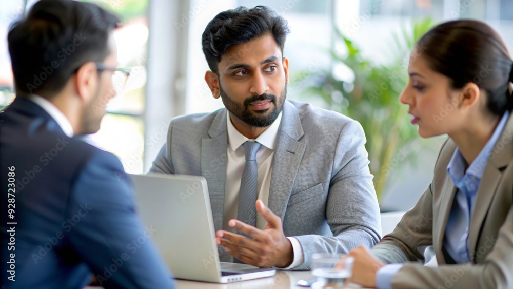 An Indian financial planner developing and discussing investment strategies.
An Indian financial planner developing and discussing investment strategies.