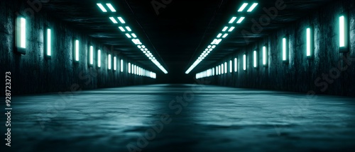 Wallpaper Mural Desolate 3D garage tunnel with dark grunge walls, illuminated by sparse white stripe lights, evoking a moody, industrial vibe Torontodigital.ca