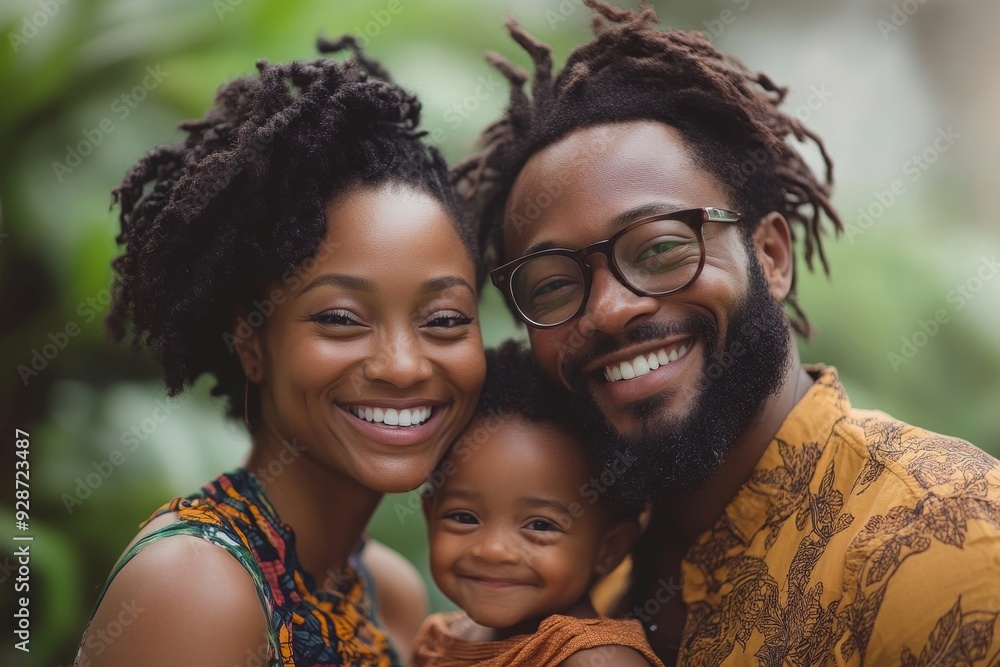 Happy African American family laughing and smiling, Generative AI Happy African American family laughing and smiling, Generative AI