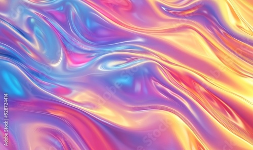 Wallpaper Mural Iridescent Metallic Abstract Waves: Fluid Multicolor Background for Luxury Scarves, Children's Books, and Web Design. Harmonious Blend of Art and Nature in AI-Generated Decorative Illustration. Dreamy Torontodigital.ca