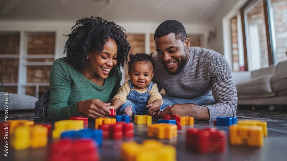 Diverse family playing at home, Generative AI Diverse family playing at home, Generative AI