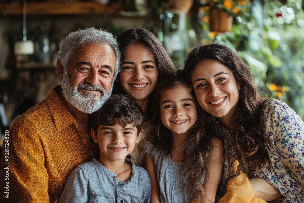 Happy family posing together, Generative AI Happy family posing together, Generative AI