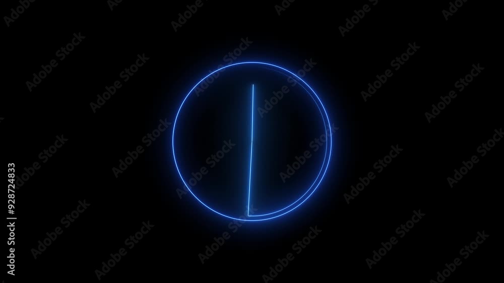Clock icon neon light 24 hour day fast speed, and the blue clock icon. On a black background. Clock icon neon light 24 hour day fast speed, and the blue clock icon. On a black background.