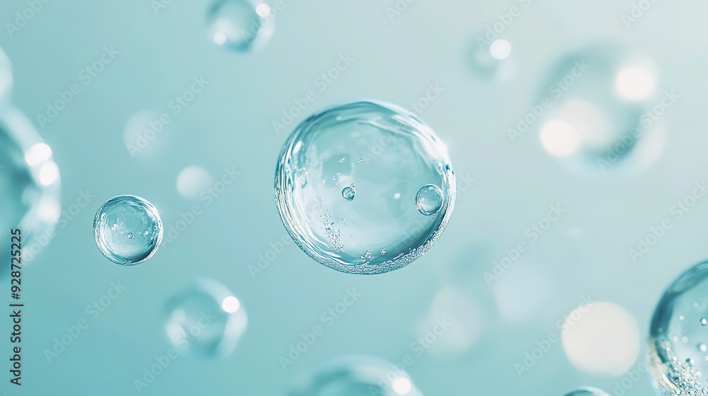 Flowing water bubbles,Water molecule,bubbles, light blue gradient,minimalism Flowing water bubbles,Water molecule,bubbles, light blue gradient,minimalism