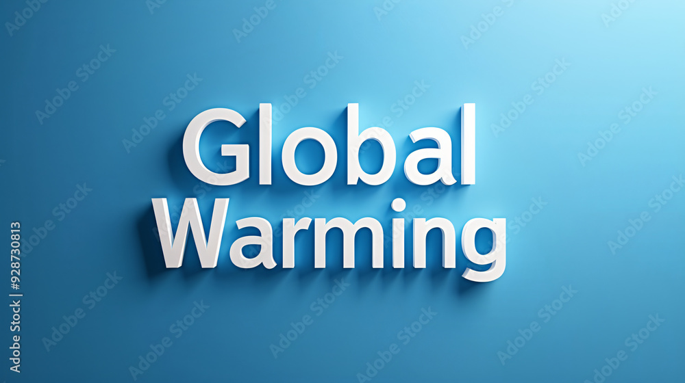 3d global warming text creates a striking visual metaphor with a shadow against a blue background 3d global warming text creates a striking visual metaphor with a shadow against a blue background