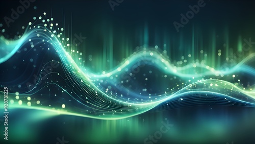 A green wave with a lot of dots on it