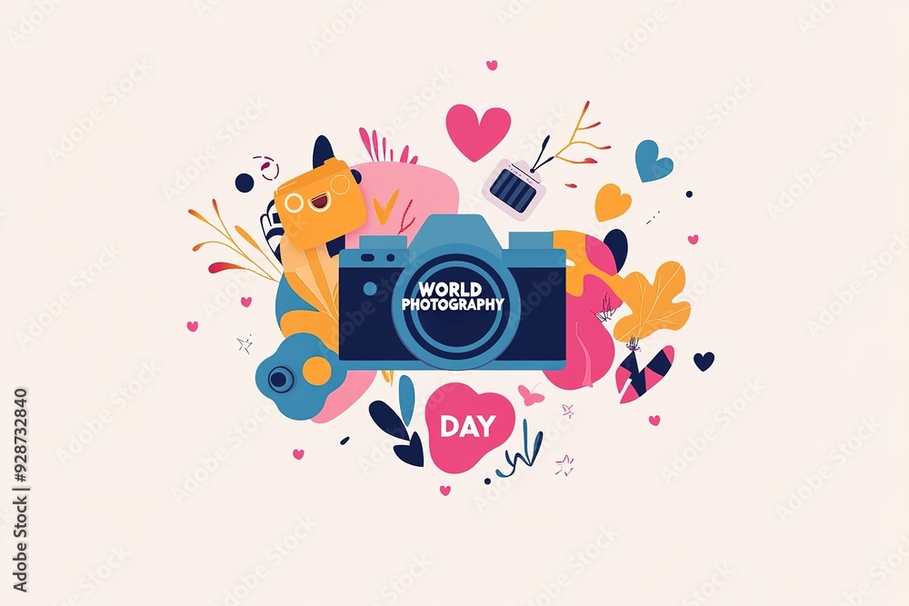 Obraz premium World Photography Day with World Map Background, photographer taking photo. World Photography Day social media banner and instagram banner post design