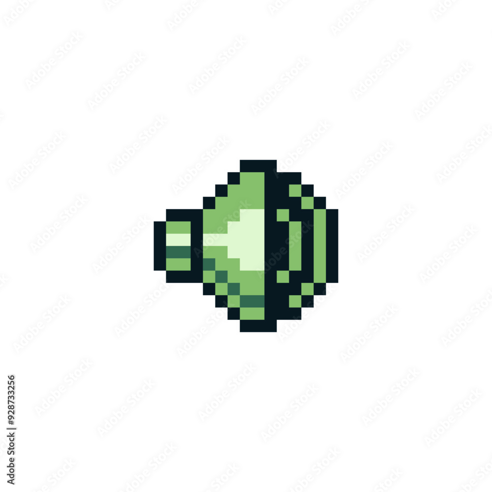 Obraz premium Audio speaker volume. Sound button retro vintage 80s pixel art style icon element design for logo mobile app, web, sticker. Isolated abstract vector illustration. 8-bit sprite. 