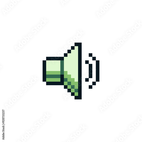 Audio speaker volume. Sound button retro vintage 80s pixel art style icon element design for logo mobile app, web, sticker. Isolated abstract vector illustration. 8-bit sprite. 