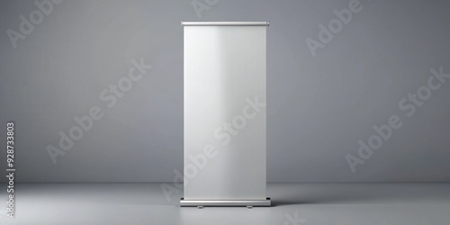 Blank Roll Up Banner Mockup, Grey Background, Empty Banner, Roll Up, Mockup photo