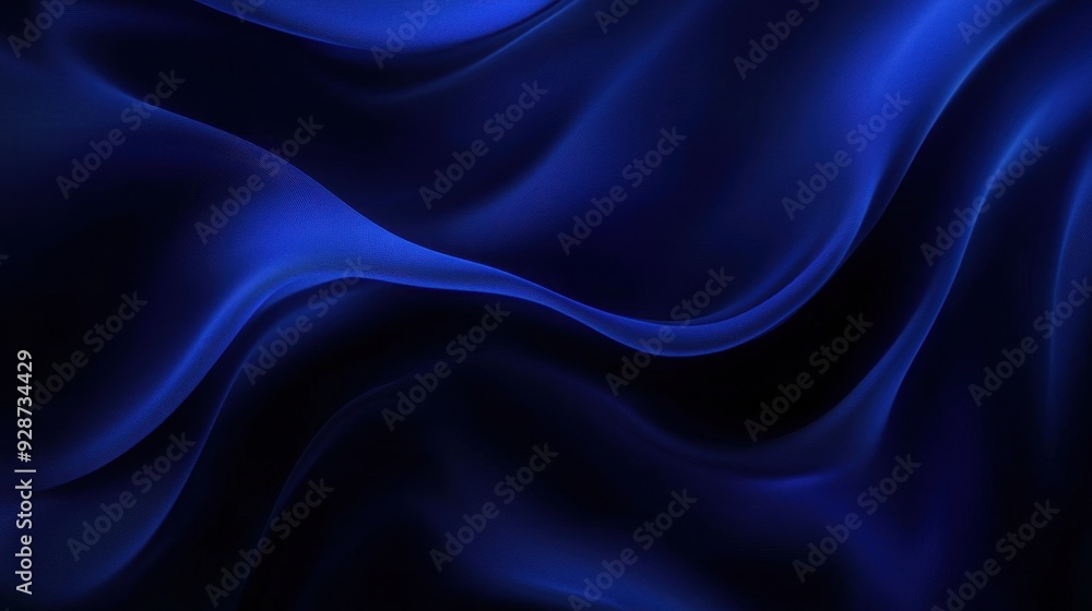 Obraz premium A smooth, flowing texture in deep blue tones, creating a serene and calming visual effect.