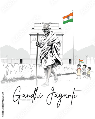 Happy Gandhi jayanti social media post banner template