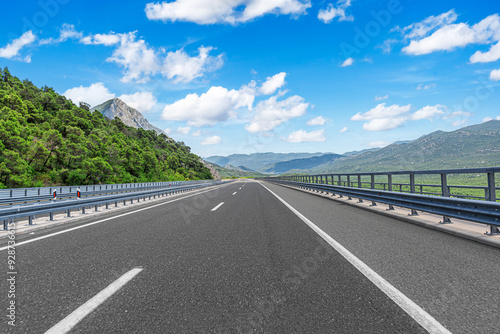 Countryside highway in a beautiful mountainous area.