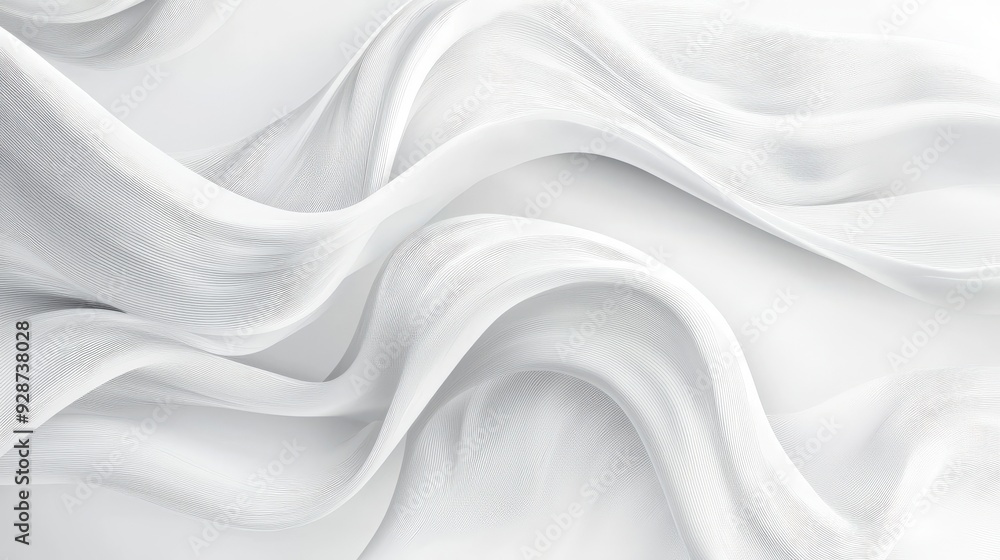 Fototapeta premium Abstract white wavy background with lines and curves.