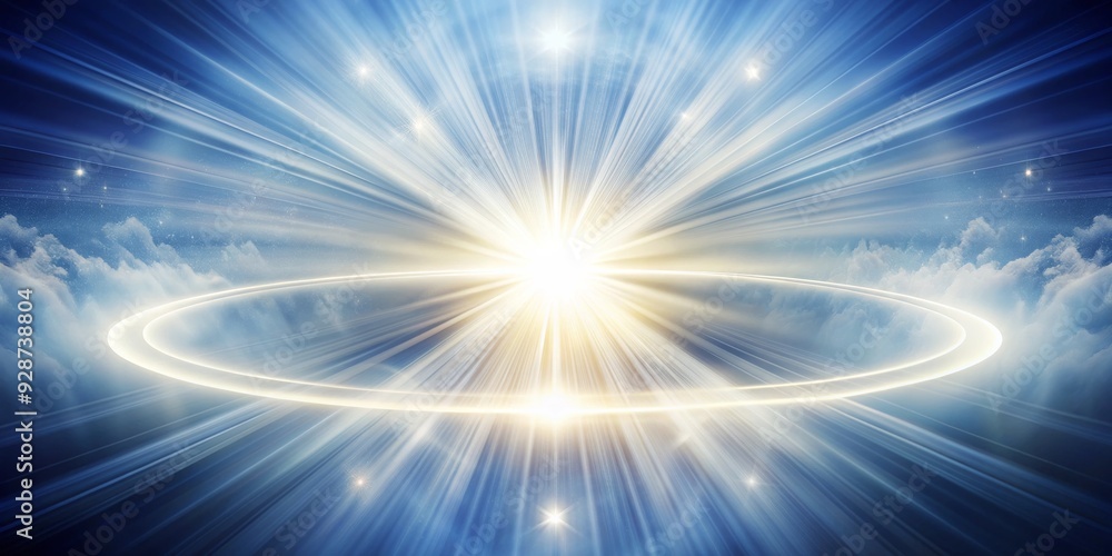 Cosmic Ring of Light A Digital Illustration of a Bright Star in a Blue Sky With a Glowing Ring, digital art, abstract background, sky, light, ring, star Cosmic Ring of Light A Digital Illustration of a Bright Star in a Blue Sky With a Glowing Ring, digital art, abstract background, sky, light, ring, star
