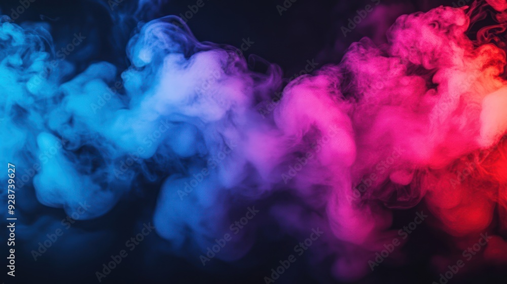Fototapeta premium Blue and Red Smoke Swirling Together Against a Dark Background
