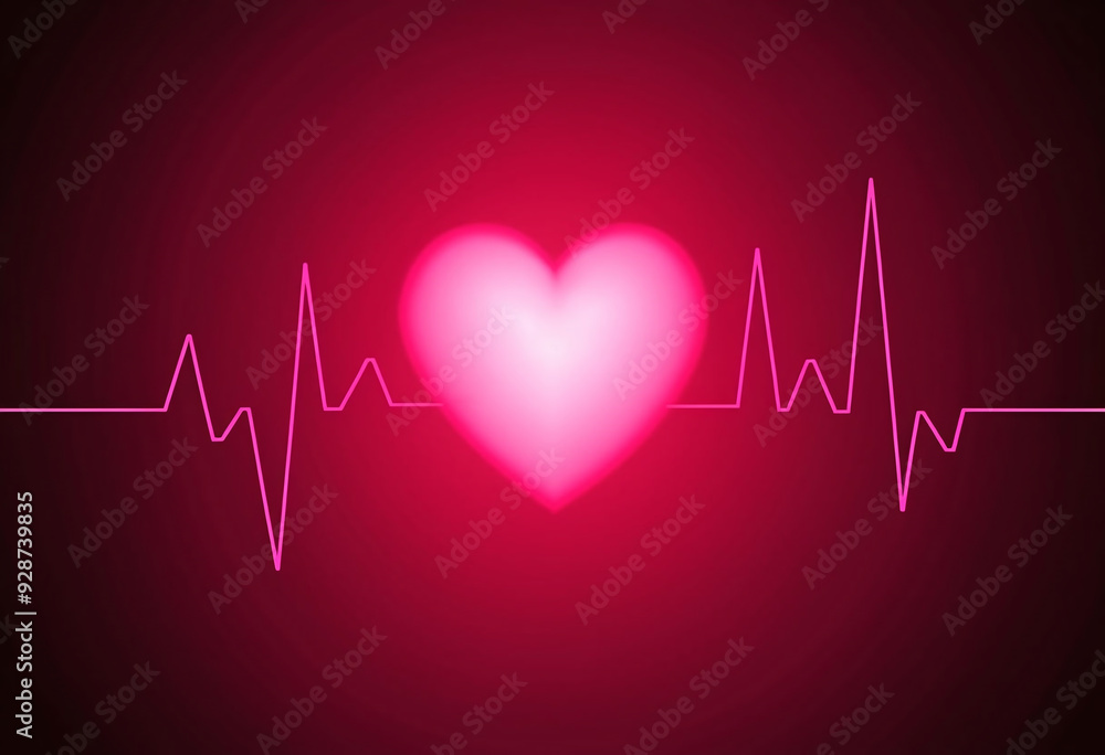 Red heart and cardiogram on red background. Health care concept. Red heart and cardiogram on red background. Health care concept.