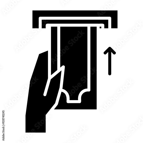 Withdrawing Cash from an ATM Glyph Icon