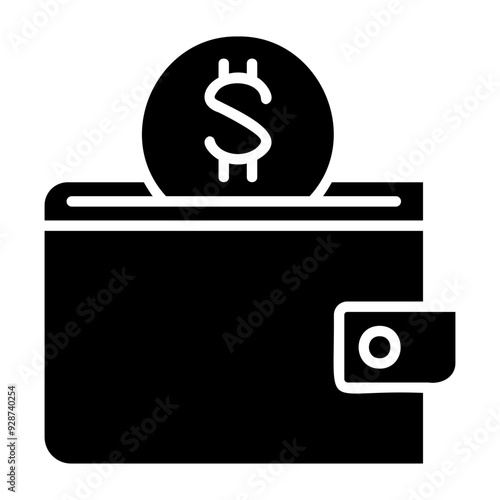 Wallet with Dollar Coin Glyph Icon